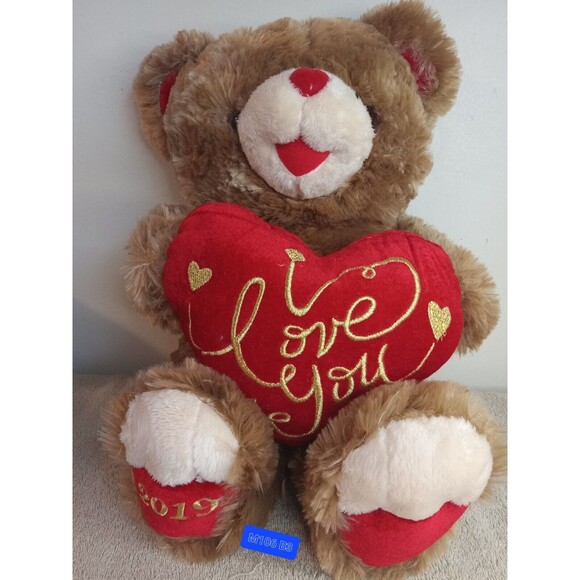 Dan Dee 2019 Teddy Bear Stuffed Plush I Love You Valentine 18" Plush Sweetheart - Picture 1 of 4